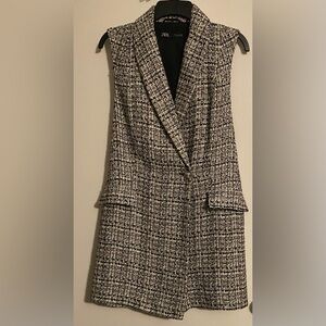 Zara Black and White Tweed Blazer